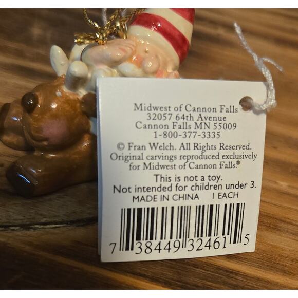 Midwest of Cannon Falls Santa Reindeer Christmas Ornaments Fran Welch Lot Of 4 - Picture 5 of 7